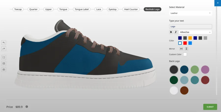 Footwear 3D configurator